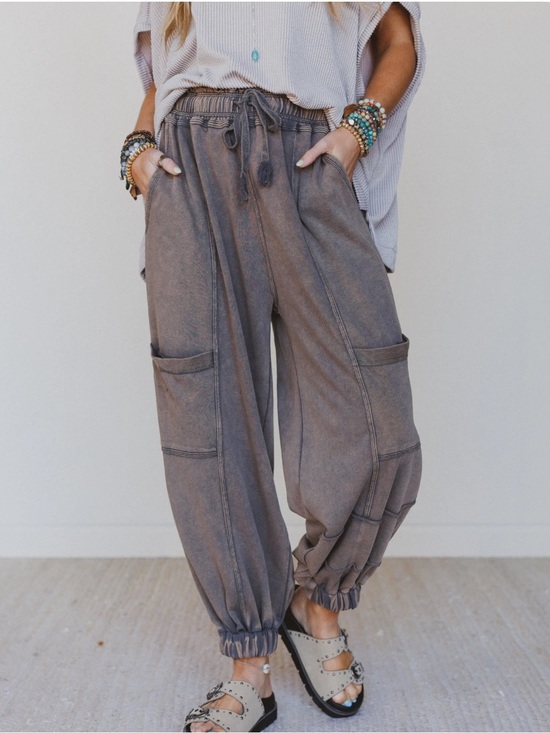 Three Bird Nest Pants - Three Bird Nest Washed Brown Jogger Cargo Pants